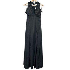 Sheer Mesh Halter Maxi Dress Small Commense NWT Black Statement Evening